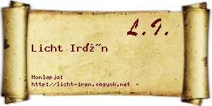 Licht Irén névjegykártya